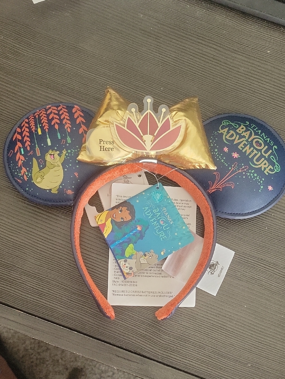 Disney Navy & Gold Tiana's Bayou Adventure Mickey Ear Headband Lightup